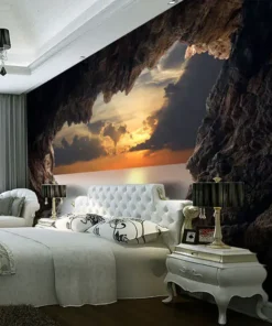 Tranh Dán Tường Hang Động Chiều Hoàng Hôn