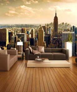 Tranh Dán Tường 3D Thành Phố Hiện Đại Toàn Cảnh