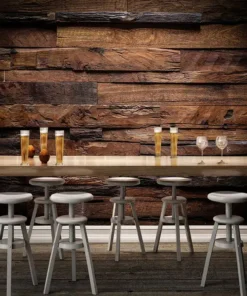 Tranh Dán Tường 3D Giả Gỗ Phong Cách Hoài Cổ