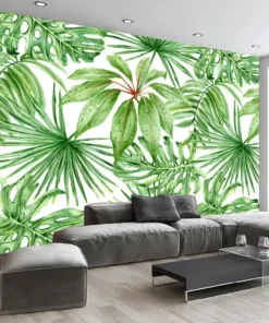 Tranh Dán Tường 3D Họa Tiết Hoa Lá Xanh