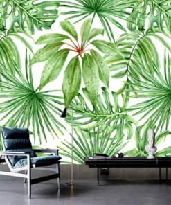 Tranh Dán Tường 3D Họa Tiết Hoa Lá Xanh