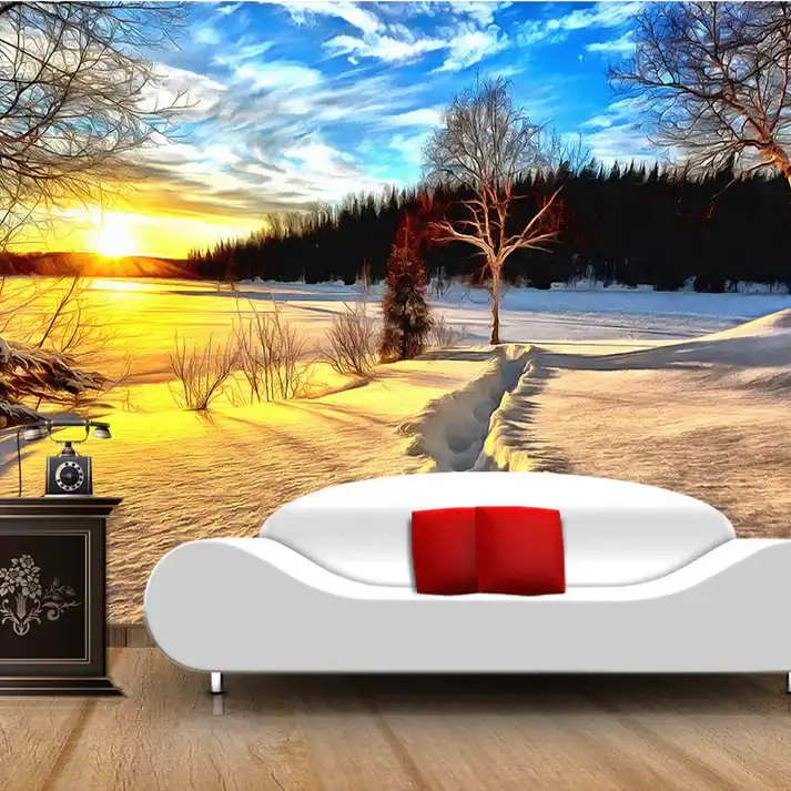 Tranh Dán Tường Phong Cảnh Tuyết Lúc Bình Minh Tranh Dán Tường Phong Cảnh Tuyết Lúc Bình Minh